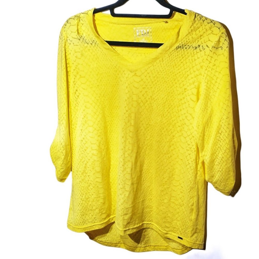 Lemon Yellow French Dressing Jeans FDJ V-Neck Shirt